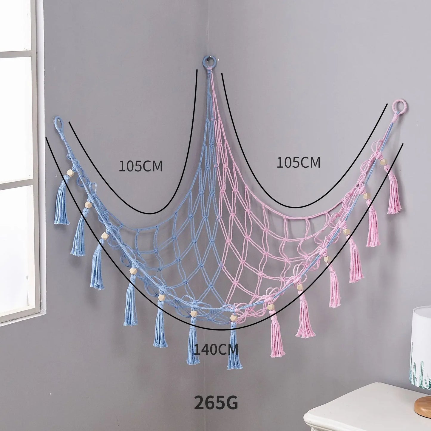 Toy Hammocks Wall Corner Hanging Storage Net Organizer Woven Kids Stuffed Mesh Hammock Baby Animal Rope Hammock Bag Cotton