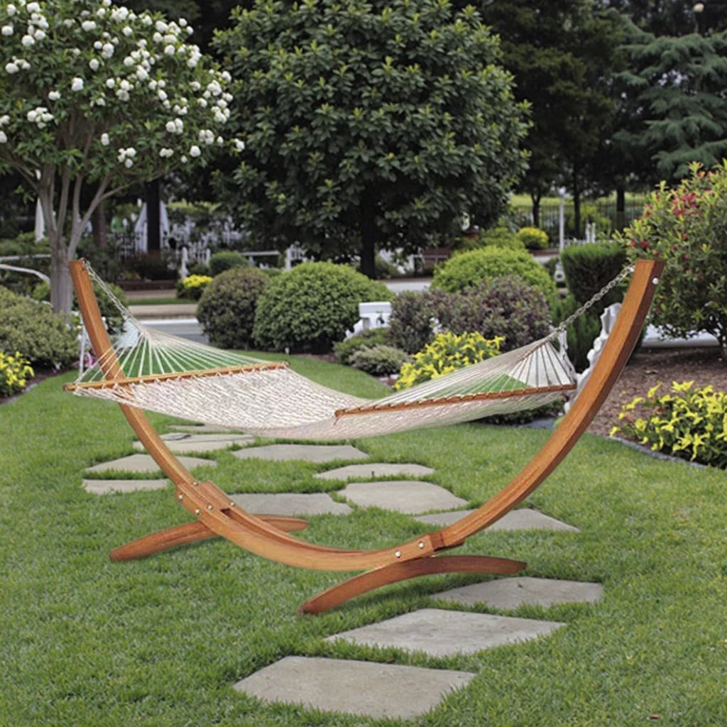 Solid Outdoor Wood Canvas Hammock For Garden Patio Leisure Balcony Home Cradle Hanging Basket-for Outdoor Furniture