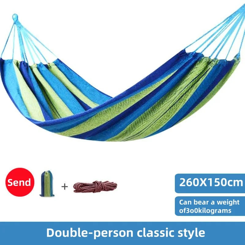 Outdoor camping hammock with thick canvas for double occupancy to prevent side rollovers. Indoor dormitory. Bedroom. Swing.