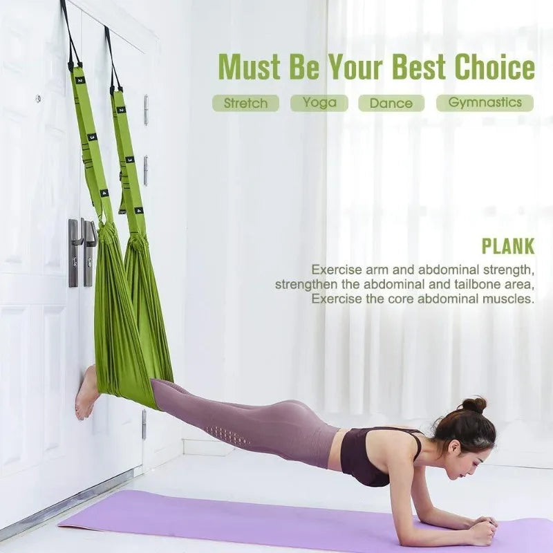 Adjustable Aerial Hammock Set Yoga Swing Stretching Strap Pilates Accessories Gym Training Equipment Triangle Hammock Camping