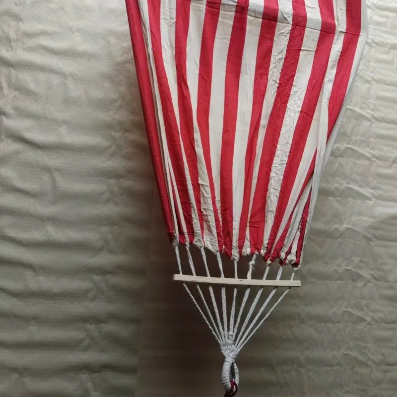 Hammock Outdoor Single Double Swing Indoor Thickened Anti-Rollover Canvas Camping Simple Elegant Red and White