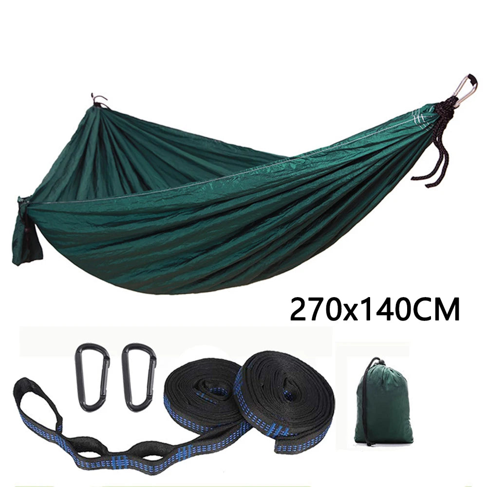 Single Person Portable Outdoor Camping Hammock With Nylon Color Matching Hammock High Strength Parachute Fabric Hanging Bed