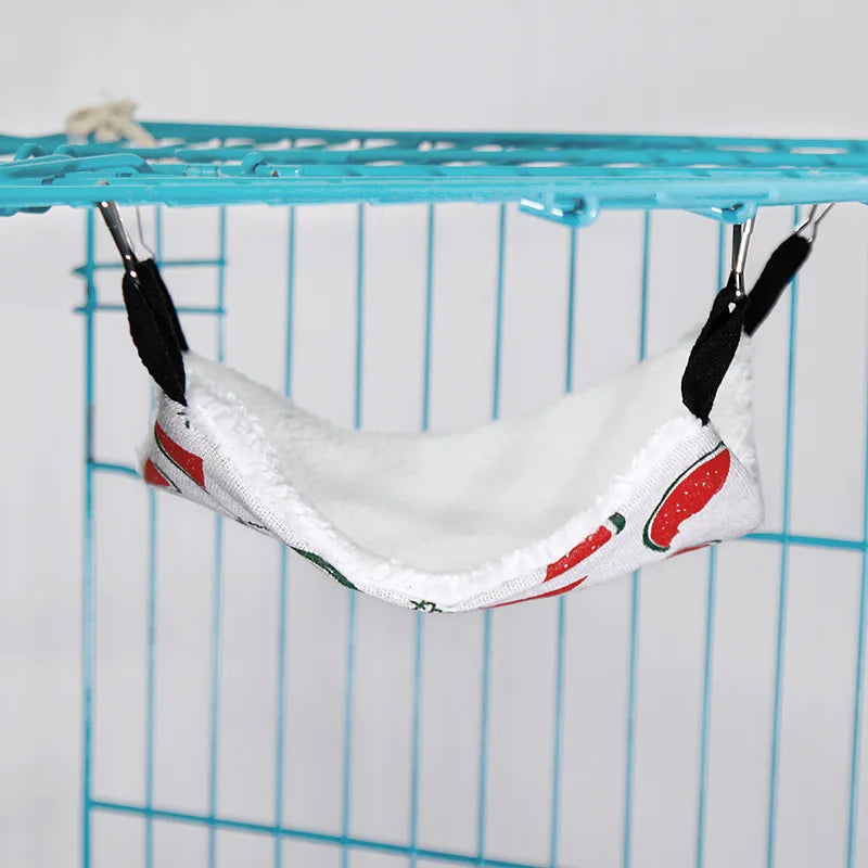 햄스터 Pet Hammock Cotton Hamster Mouse Hanging Bed Small Pet Hamster Rabbit Double Layer Warm Sleep Nests Hanging Hammock Supplies