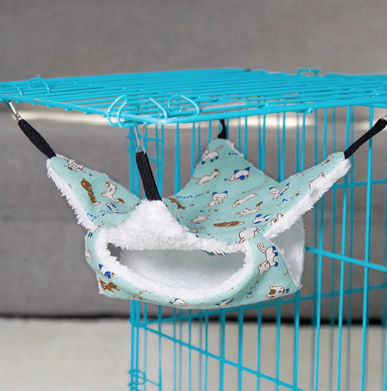 햄스터 Pet Hammock Cotton Hamster Mouse Hanging Bed Small Pet Hamster Rabbit Double Layer Warm Sleep Nests Hanging Hammock Supplies