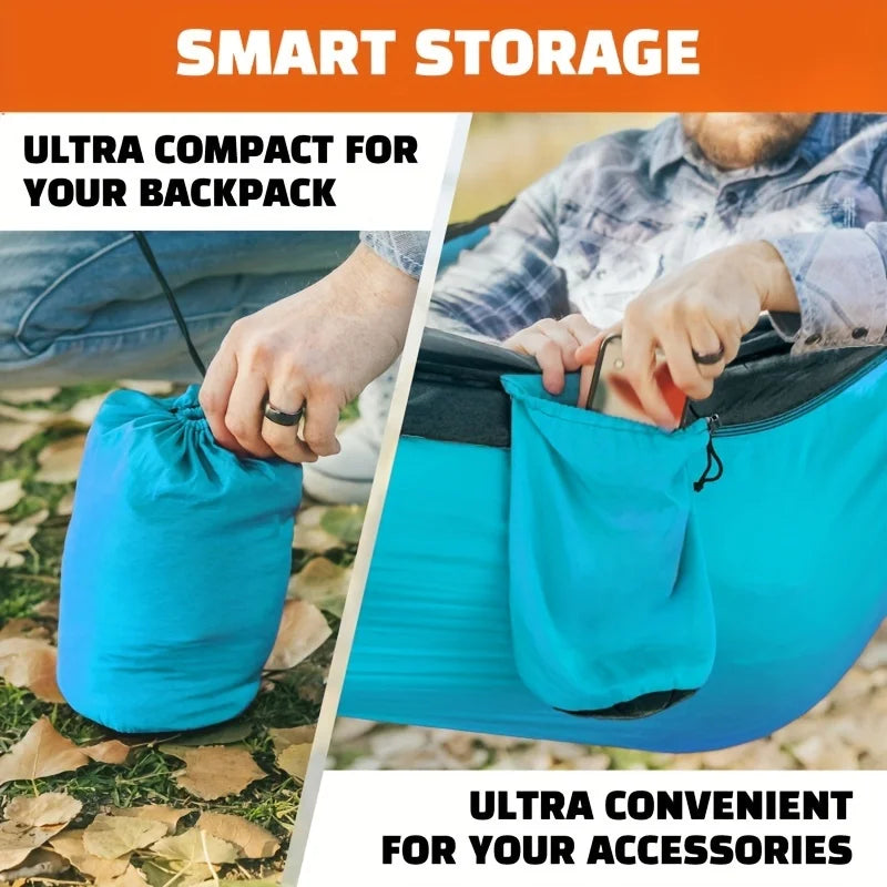 [Portable Hammock] Lightweight Double and Single Portable Hammock | Nylon Parachute Hammock with 2 Tree Straps