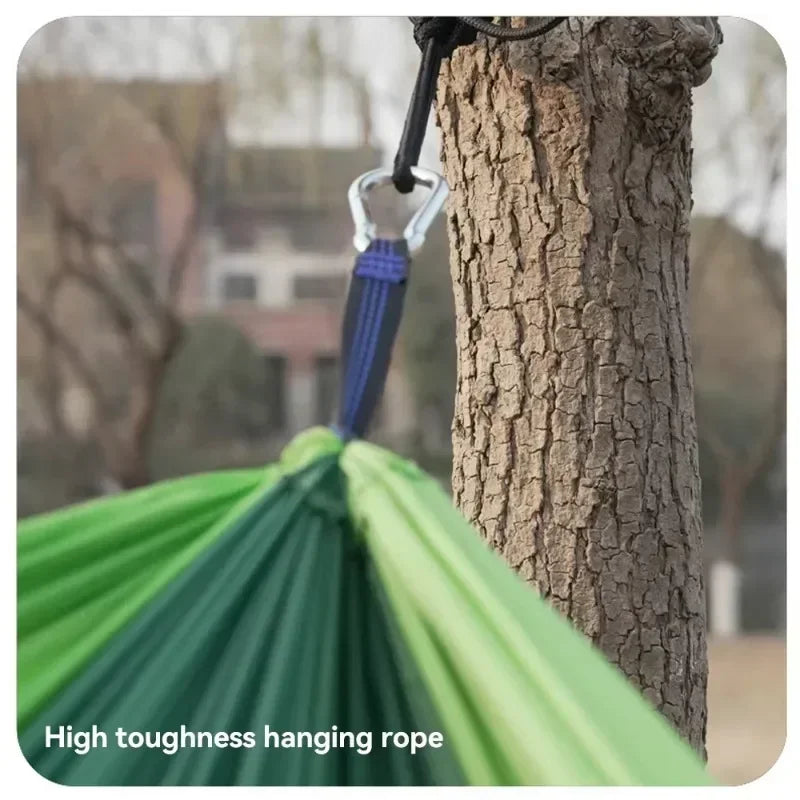 1PC Camping Hammock Single Person Portable Outdoor Hammock with Nylon Rope Parachute Fabric Color Hanging Bed Outdoor Furniture