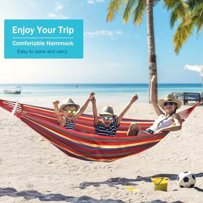 Cotton Hammock Portable Camping Suspended Sturdy Garden Hammock Comfortable Fabric Hammock Outdoor/indoor Terrace Backyard