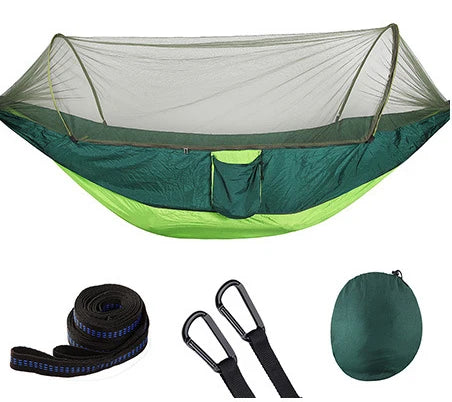 290*140 Hammock with Anti-mosquito Outdoor Double Nylon Parachute Cloth Camping Mosquito Net Quick Open Hammock Control Hammock
