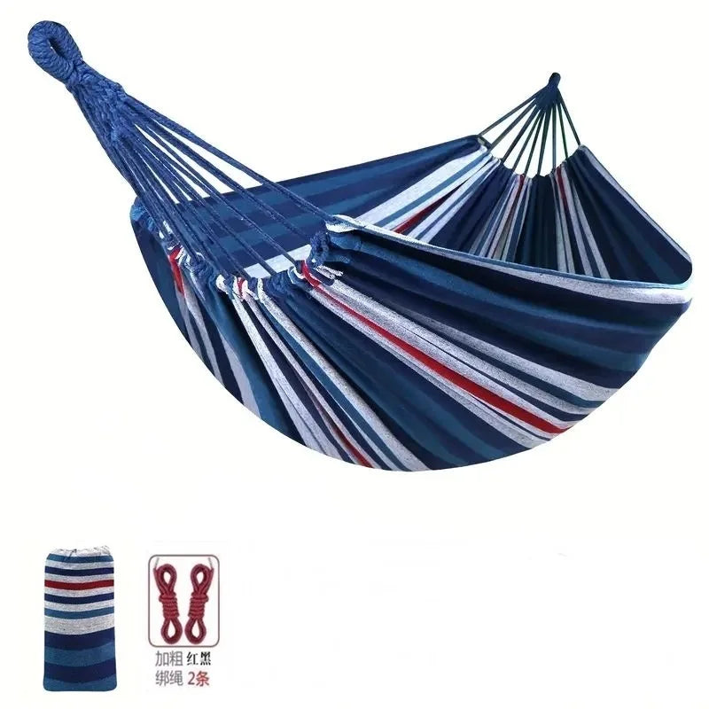 Single portable outdoor camping canvas hammock, nylon color matching hammock, high-strength parachute cloth hammock