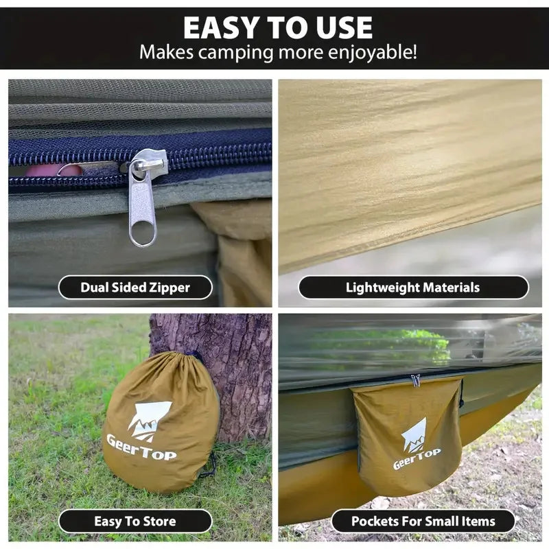 Portable Outdoor Camping Leisure Mosquito Net Hammocks Sunshade Canopy Travel Tourist Nature Hike Sleeping Hanging Hammock Swing