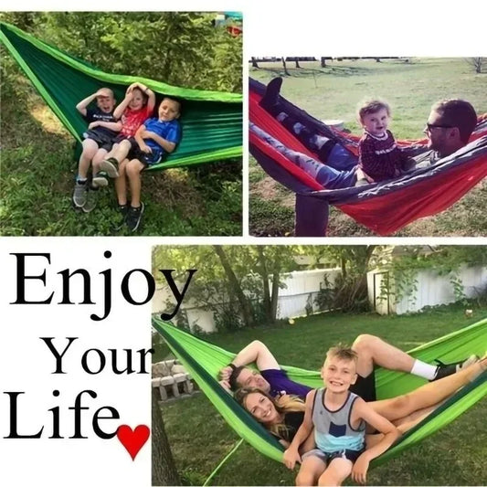 Hammock Outdoor Anti-rollover Parachute Fabric Nylon Double Swing Outdoor Camping Hammock Dormitory Picnic Outdoor