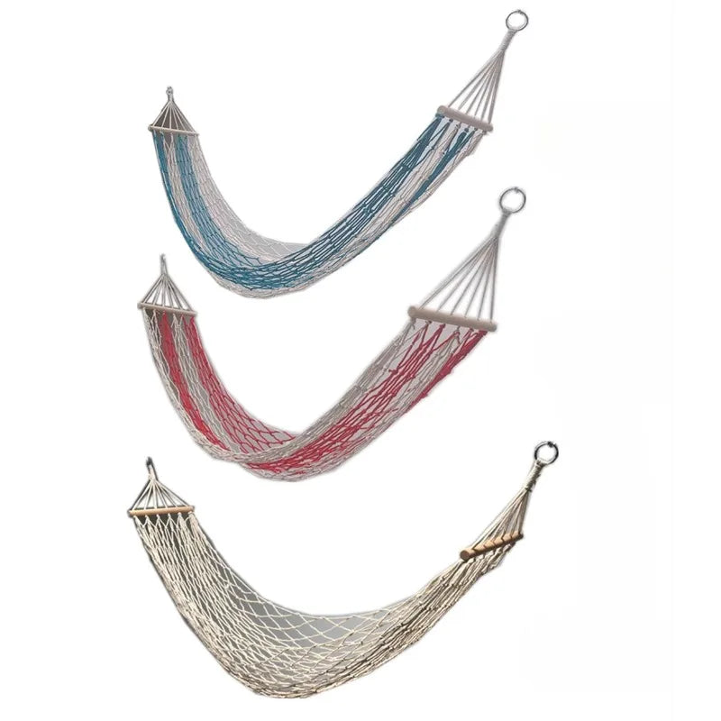 Anti-turnover Cotton Mesh Hammock Outdoor Camping Mesh Hammock Short Stick Leisure Mesh Pocket Hammock