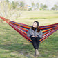Single portable outdoor camping canvas hammock, nylon color matching hammock, high-strength parachute cloth hammock
