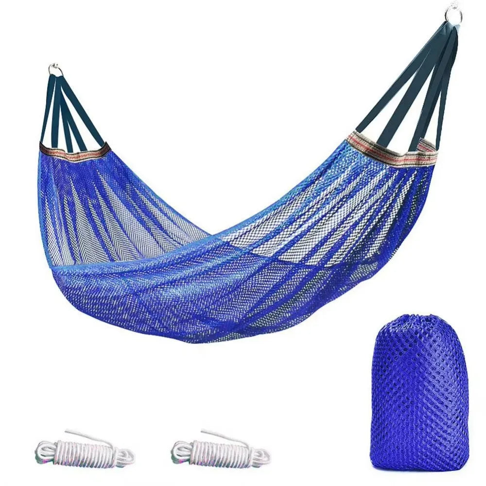 Portable Mesh Hammock Breathable Foldable Ice Silk Hanging Bed Comfortable Large Load-bearing Outdoor Camping Swing Garden