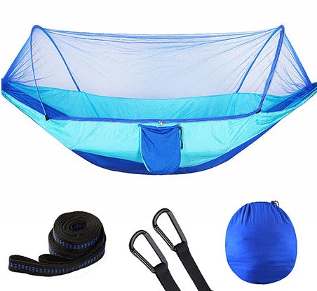 290*140 Hammock with Anti-mosquito Outdoor Double Nylon Parachute Cloth Camping Mosquito Net Quick Open Hammock Control Hammock