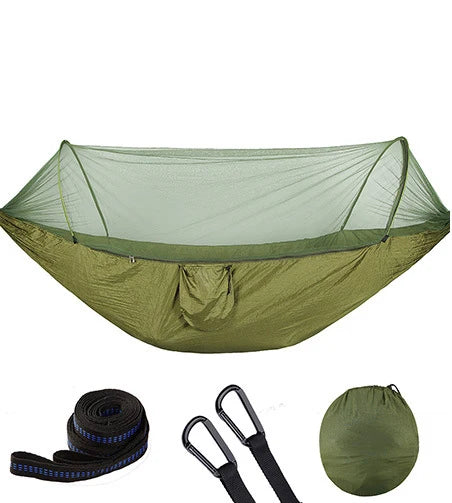 290*140 Hammock with Anti-mosquito Outdoor Double Nylon Parachute Cloth Camping Mosquito Net Quick Open Hammock Control Hammock