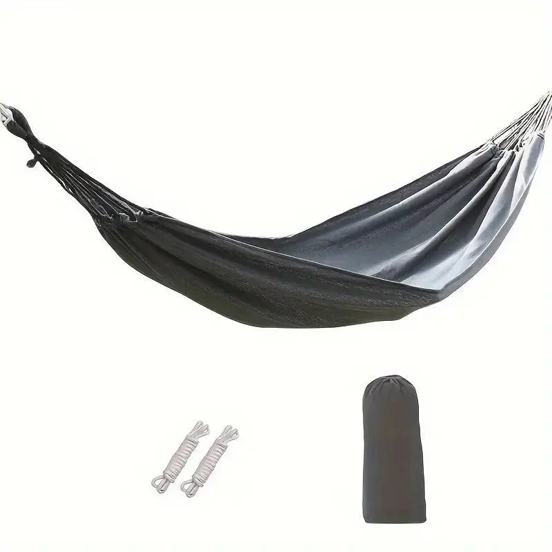 Single portable outdoor camping canvas hammock, nylon color matching hammock, high-strength parachute cloth hammock