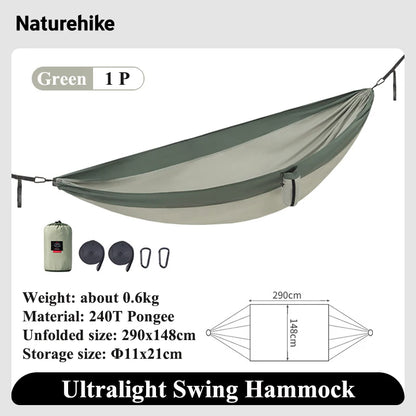 Naturehike Swing Hammock 1 2 Persons Ultralight Foldable Outdoor Adult Hammock Portable Swings Hanging Bed Park Camping Hammocks