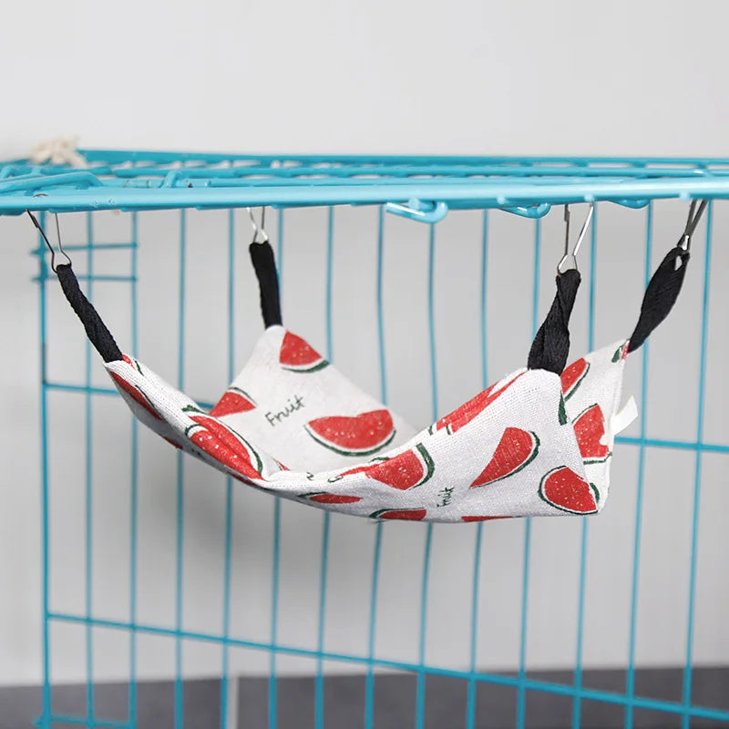 햄스터 Pet Hammock Cotton Hamster Mouse Hanging Bed Small Pet Hamster Rabbit Double Layer Warm Sleep Nests Hanging Hammock Supplies