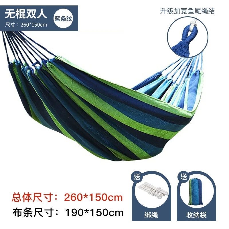 Outdoor camping hammocks, travel swing hammocks, storage beach hammocks, adult and child roll resistant canvas thick hammocks