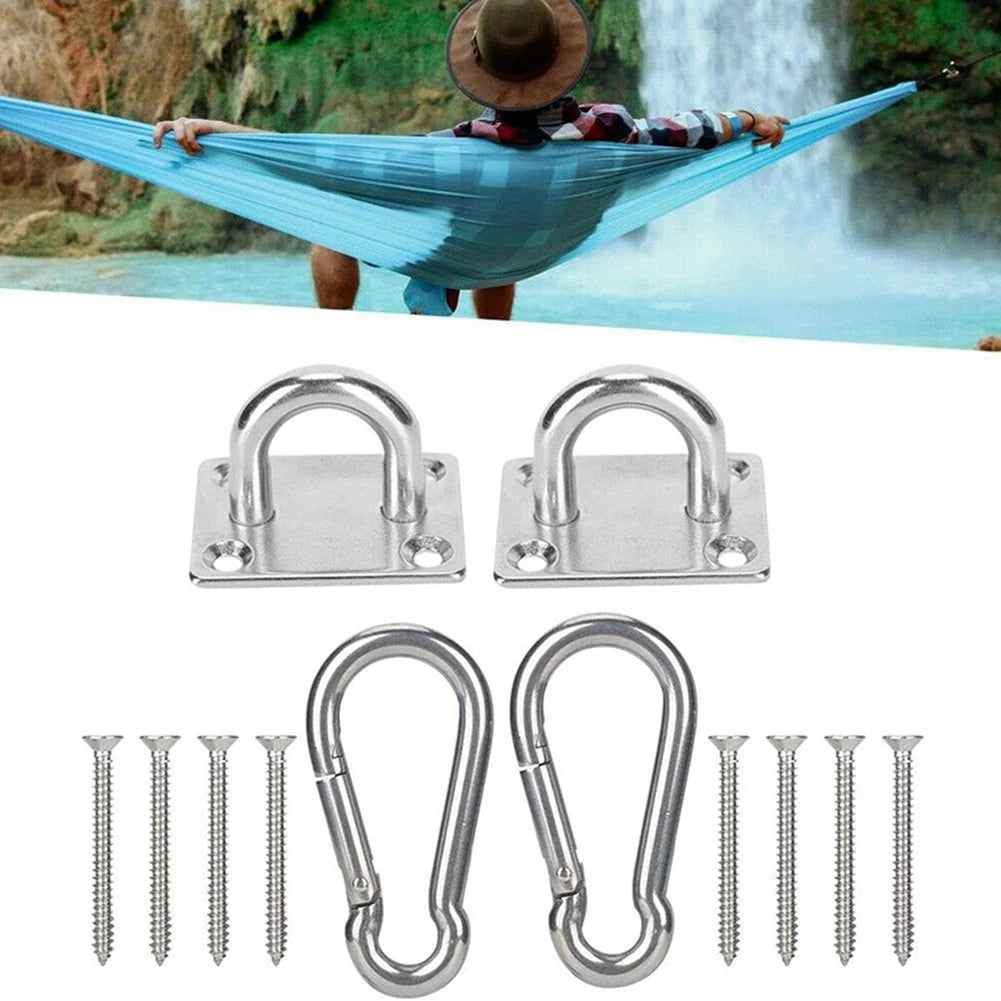 2Pcs Stainless Square Heavy Duty Ceiling Hook Wall Mounted Hook For Yoga Swings Hammocks Bracket Hardware Tool