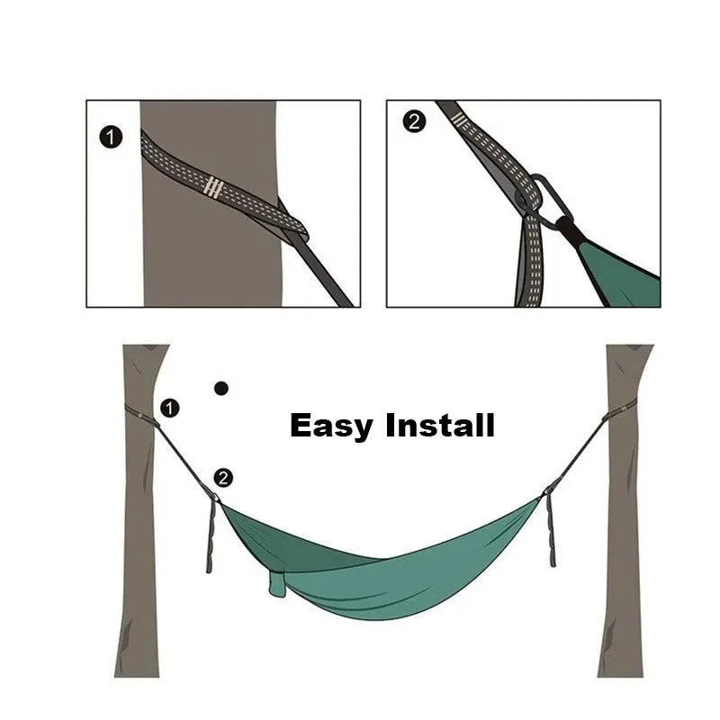 Outdoor Single Person Camping Hammock With Nylon Color Matching Hammock High Strength Parachute Fabric Portable Hanging Bed
