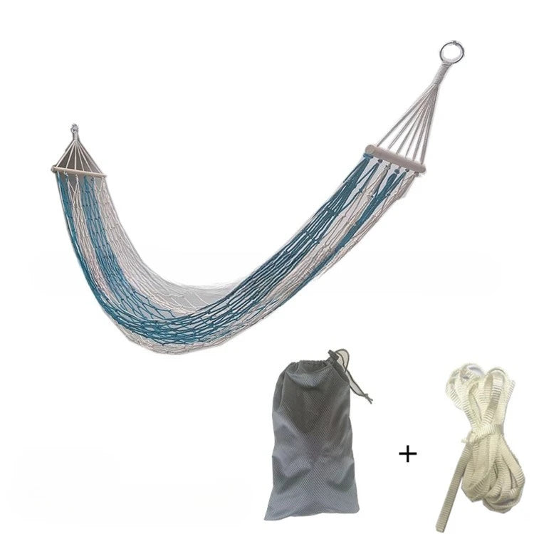 1Pcs Anti-turnover Cotton Mesh Hammock Outdoor Camping Mesh Hammock Short Stick Leisure Mesh Pocket Hammock