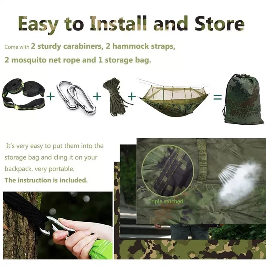 Camping Hammock with Mosquito Net Sleeping Tent Hammock Suitable Camping Hammock Outdoor Furniture for Garden for Camping Hiking