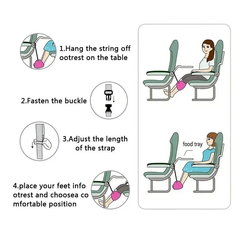 Airplane Footrest Hammock Flight Car Travel Seat Foot Rest Pad Adjustable Train Portable Sleeping Pillows Accessories