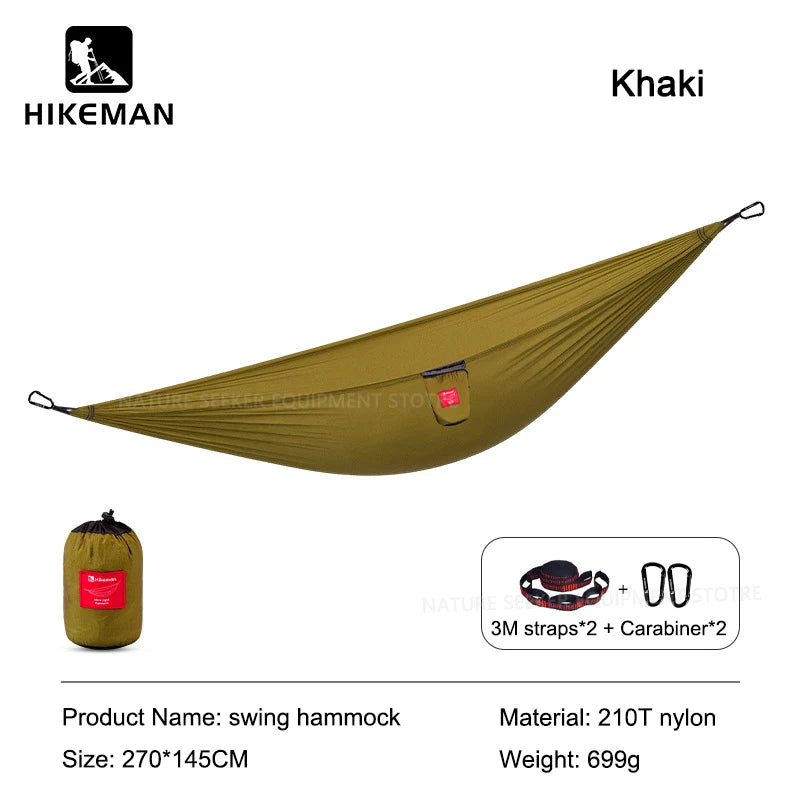 Outdoor Camping Hammock with Storage Bag 210T High Strength Hanging Sleeping Bed for Beach Picnic Load Capacity 200kg Hammocks
