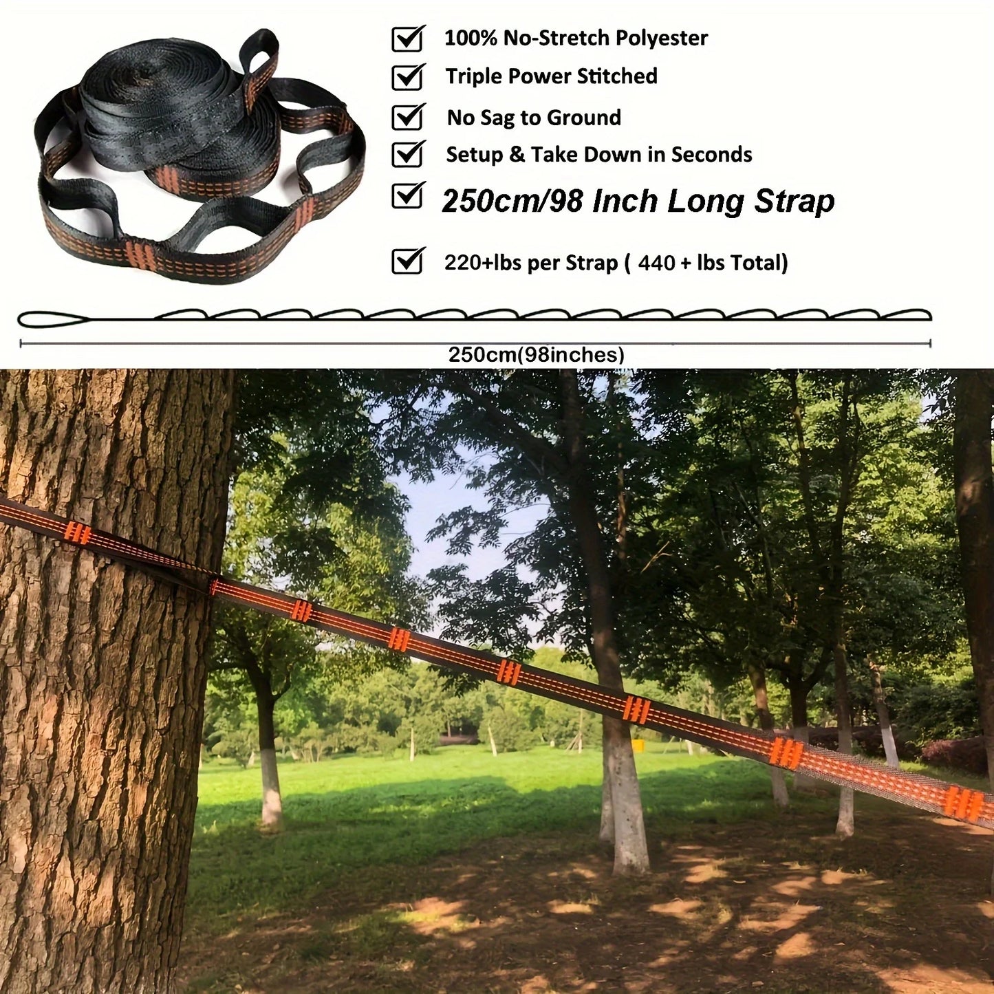 Colorful block nylon hammock with mountain buckle - Durable outdoor camping and travel equipment, including straps