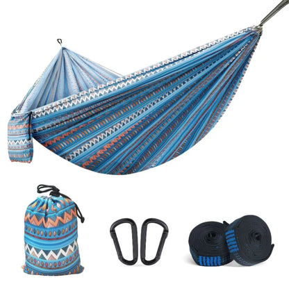 1pcs Outdoor Super Light Camping Hammock Travel Leisure Portable Hammock 260x140cm Parachute Cloth Anti-rollover Hammocks Swing
