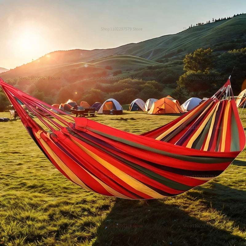 Outdoor canvas hammock / Outdoor/Indoor Rope Double-Hang Bed - Suitable for camping, leisure, beach, and beach relaxation use