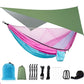Camping Hammock with Rain Fly Tarp and Mosquito Net Tent Tree Straps Portable Single Double Nylon Parachute Hammock for Travel