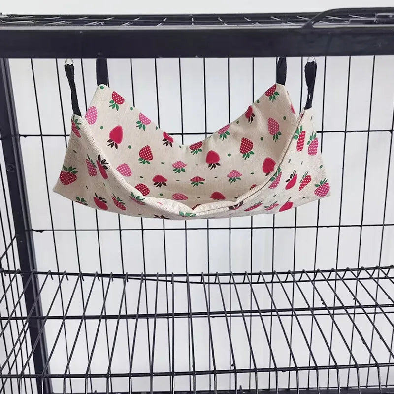 햄스터 Pet Hammock Cotton Hamster Mouse Hanging Bed Small Pet Hamster Rabbit Double Layer Warm Sleep Nests Hanging Hammock Supplies
