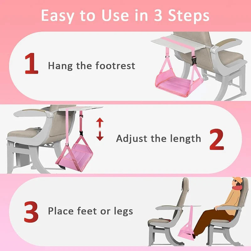 Newest Foot Hammock For Plane Travel ,Portable Footrest With Detachable Hardboard & Adjustable Foot Rest Leg Hammock For Flying