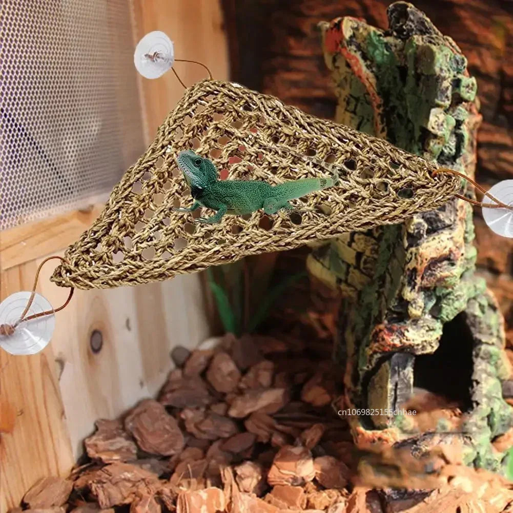 Bearded Dragon Hammock Reptile Lounger for Chameleon Lizards Gecko Snakes Reptiles Geckos Grass Cushion Pet Bed Swing