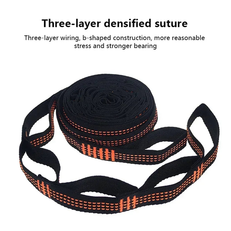 2PCS High Bearing Capacity Hammock Straps Breaking Strength Polyester Hammock Belt Rope with Ring Camping Gear Accessories