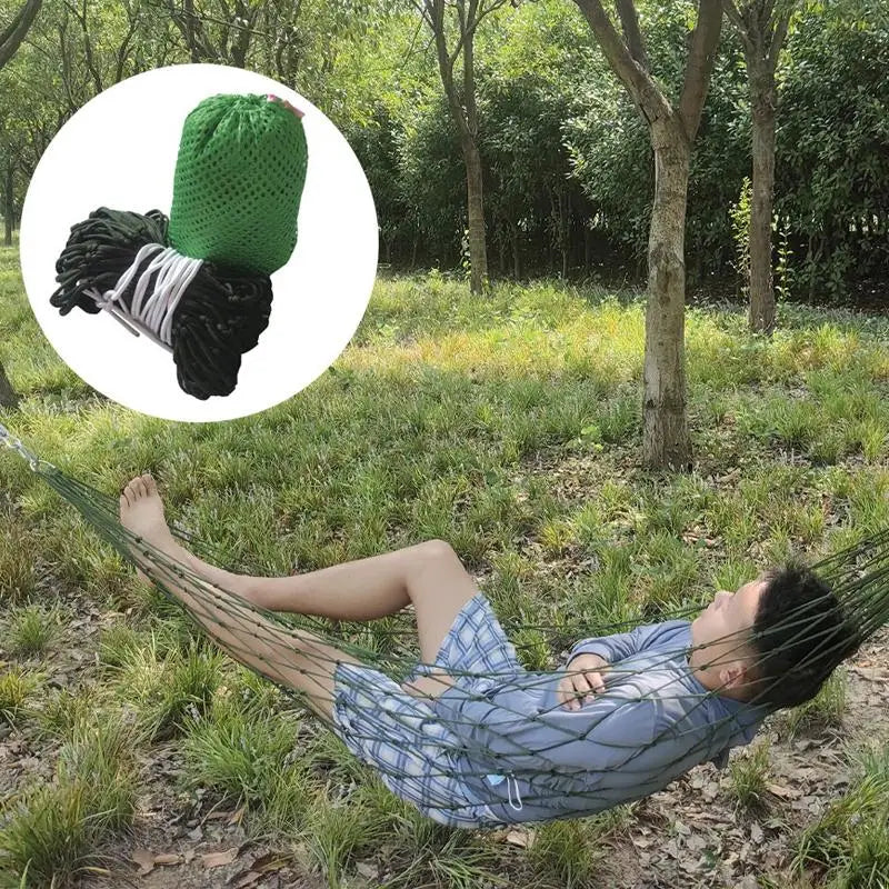 Portable Outdoor Sport Hammock Camping Hammock Nylon Rope Mesh Net For Garden Beach Yard Travel Garden Swing Hanging Bed