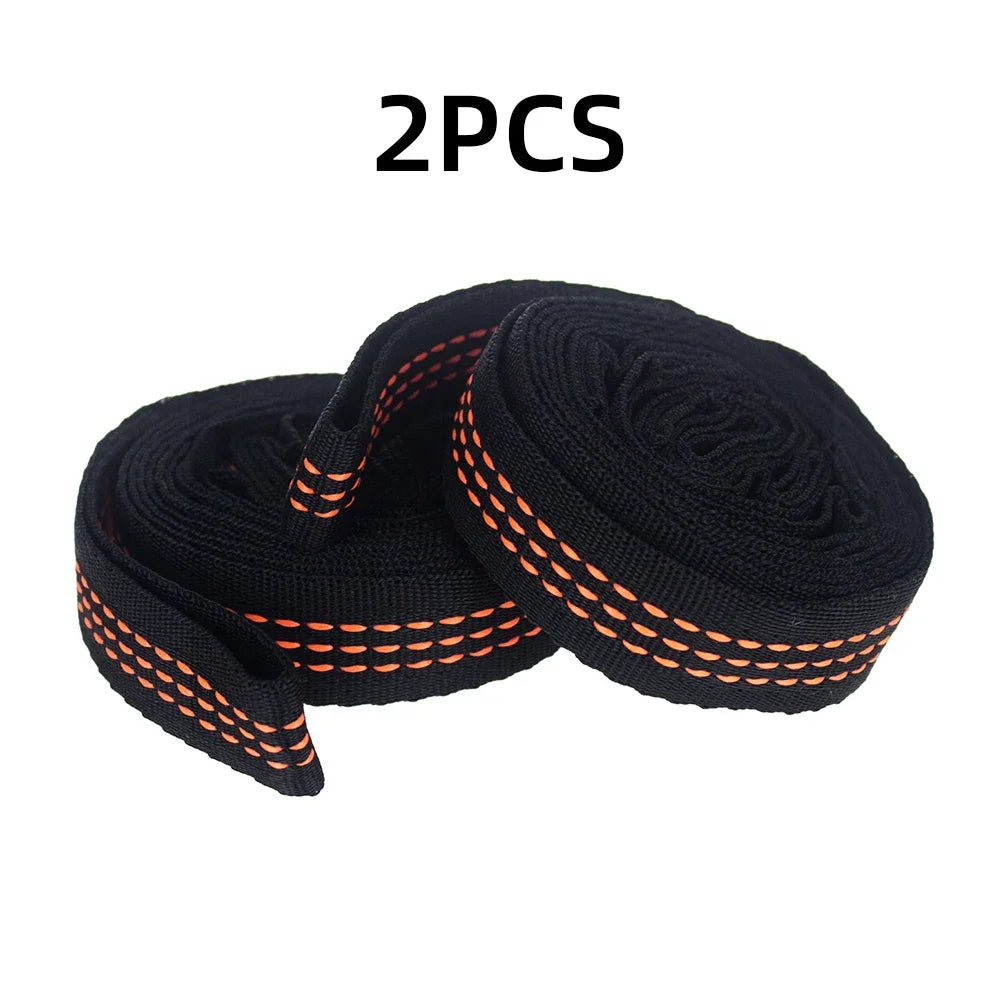 2/4Pcs Hammock Straps Special Reinforced Polyester Straps 5 Ring High Load-Bearing Barbed Black Outdoor Camping Hammock Straps