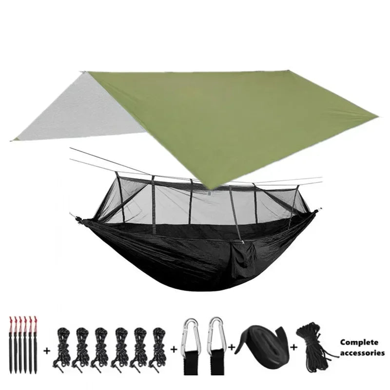 Camping Hammocks and Accessories Including Hammock with Mesh Rain Fly Tarp Tree Straps for Outdoor Use Hiking Backpacking Travel