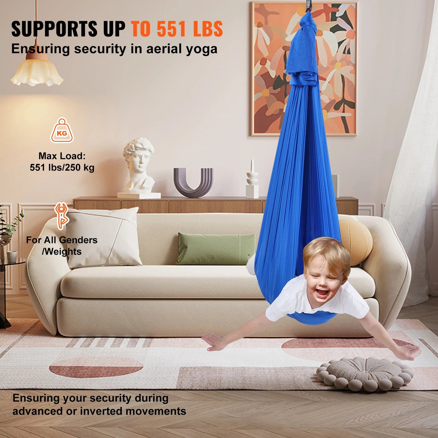 SucceBuy Sensory Swing for Kids with Special Needs 3 Yards Therapy Swing Cuddle Swing Indoor Hammock for Child Adult with Autism