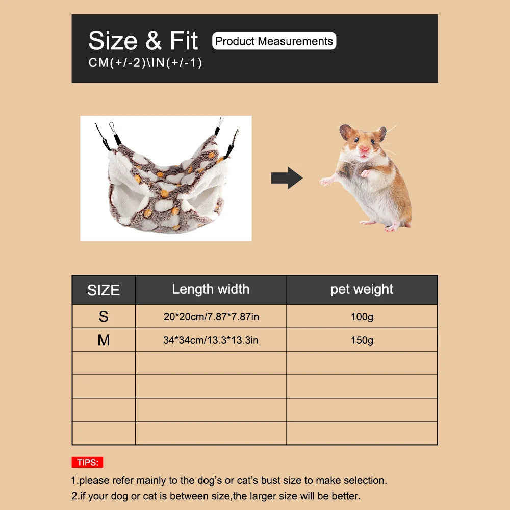 1PC Warm Double-Layer Hammock Small Pet Hammock Suspended Squirrel Sleeping Bag Pet Supplies Hamster Hammock