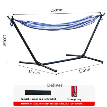 Indoor Lunch Break Outdoor Horn Hammock Stand Reinforced and Stabilized Mesh Bed Outdoor Canvas Swing Camping