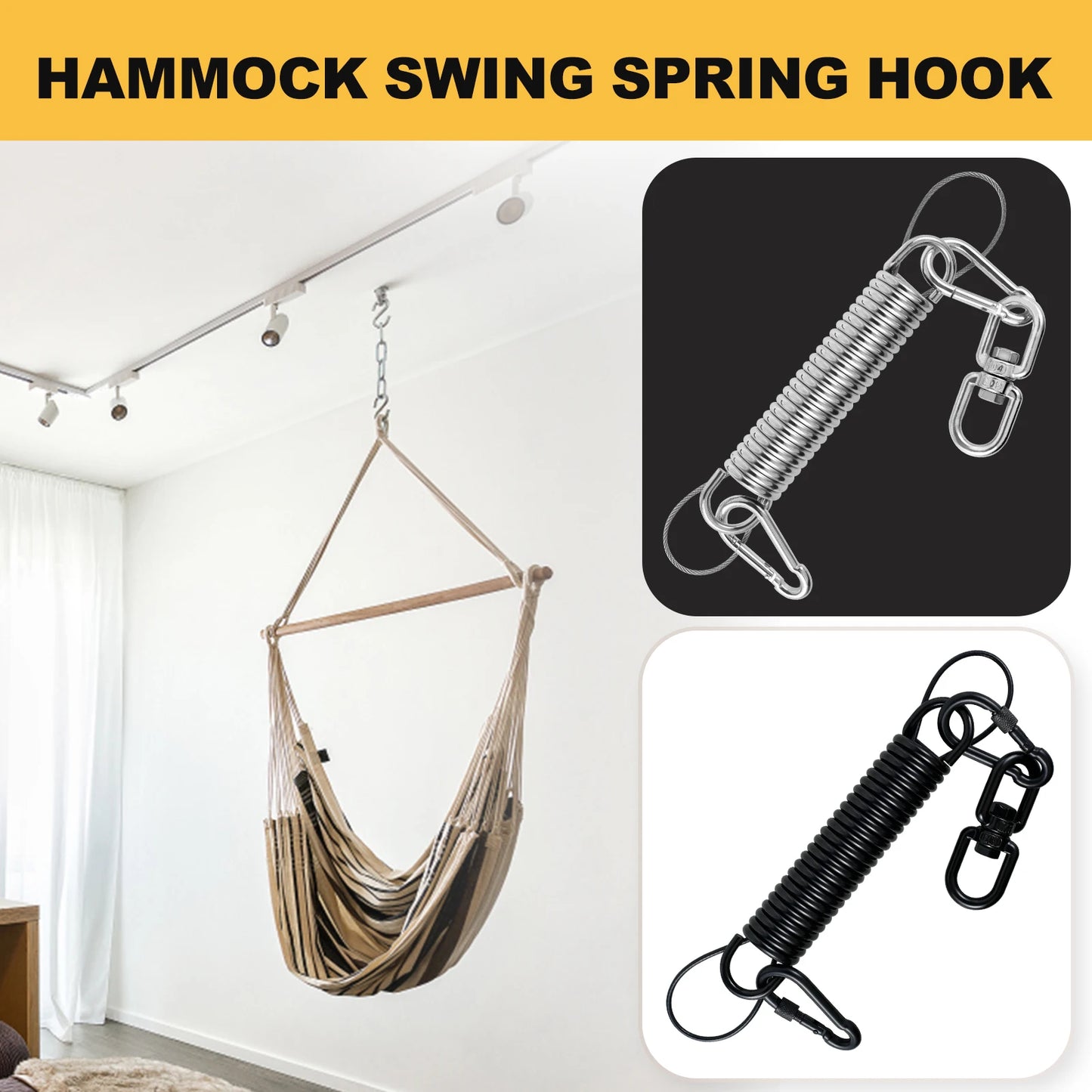 Hammock Hanging Spring Technical Carbon Steel Swing Spring Hanger with Steel Wire Double Protection load capacity 120kg/265lbs
