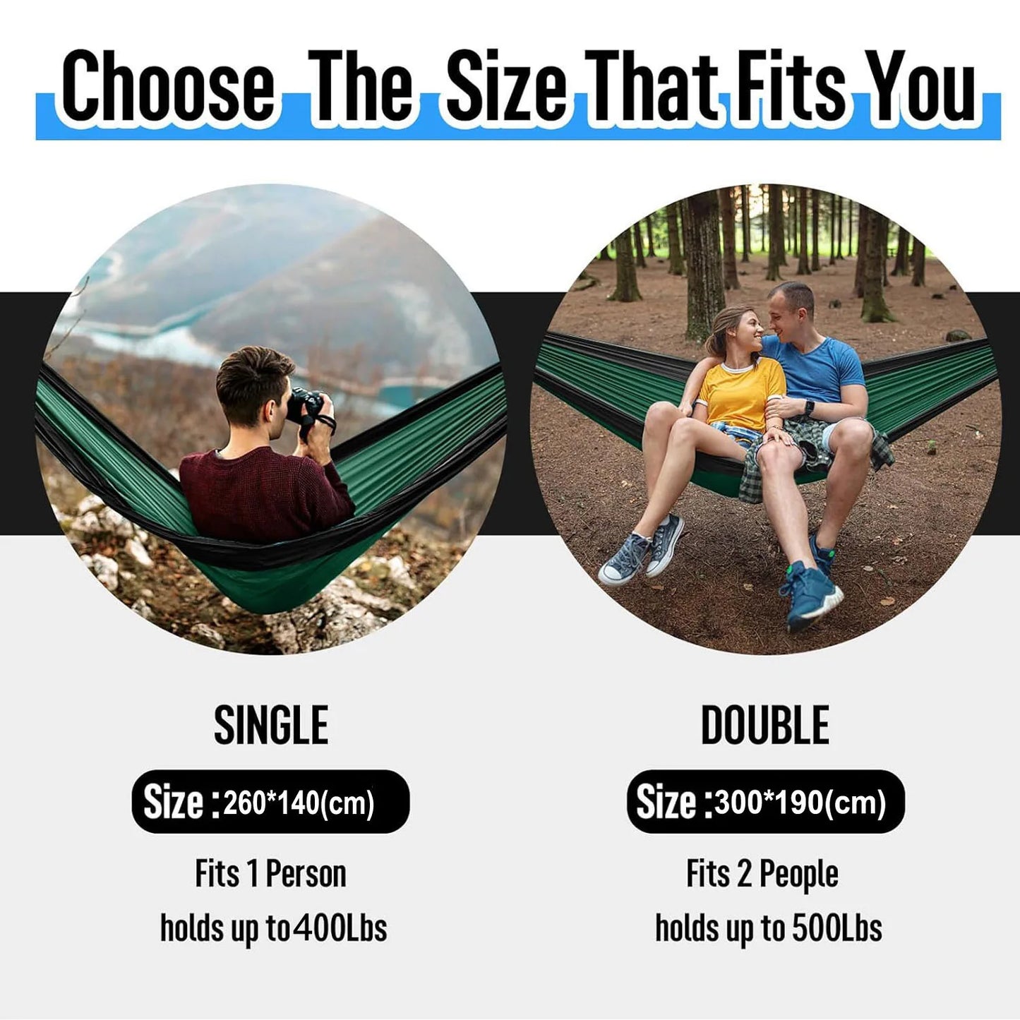 Camping hammocks with double and single portable hammocks with straps lightweight nylon parachute hammocks suitable for outdoor