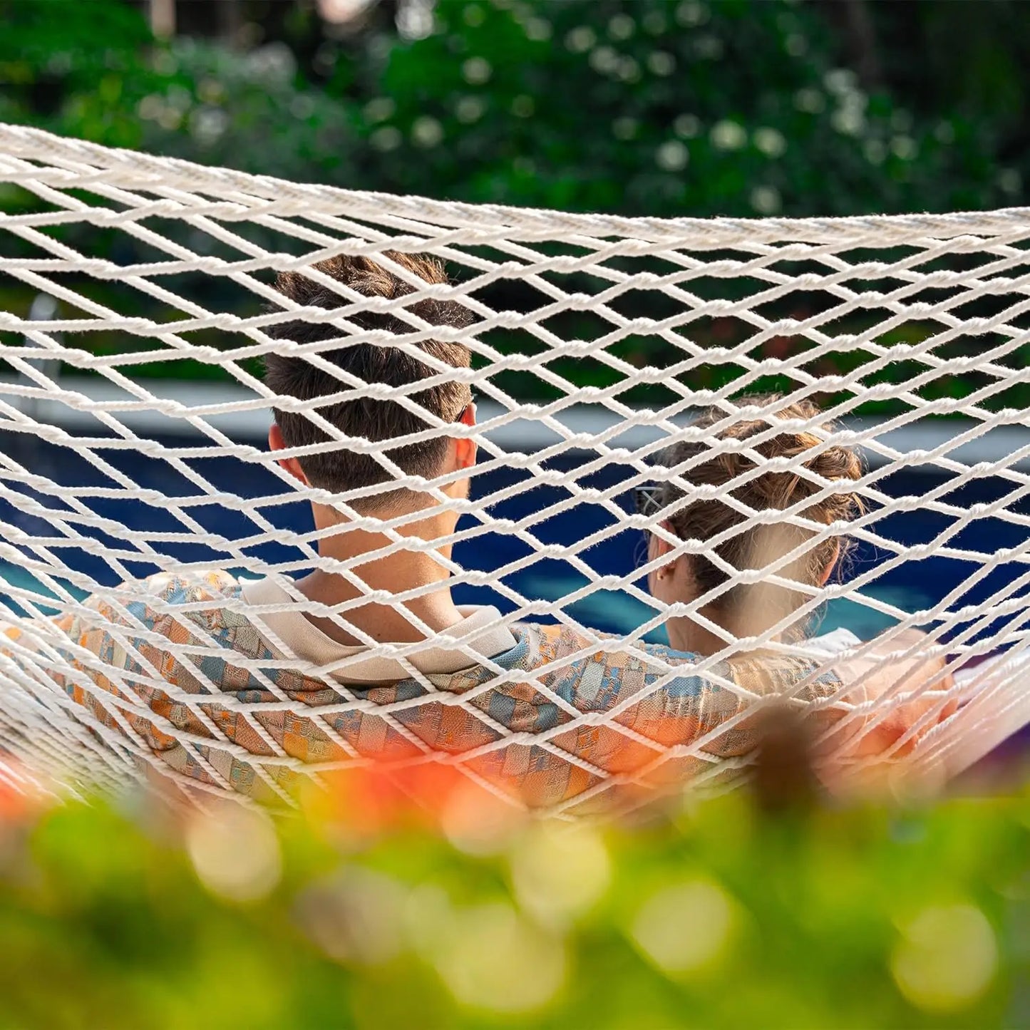 1Pcs Anti-turnover Cotton Mesh Hammock Outdoor Camping Mesh Hammock Short Stick Leisure Mesh Pocket Hammock