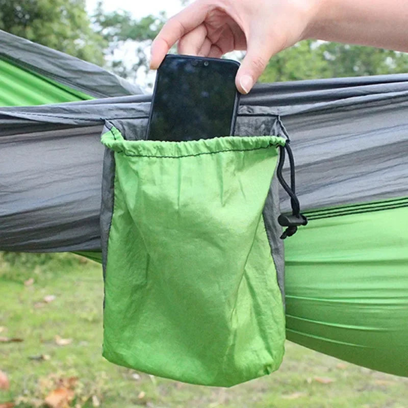 1PC Camping Hammock Single Person Portable Outdoor Hammock with Nylon Rope Parachute Fabric Color Hanging Bed Outdoor Furniture