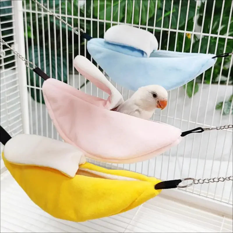 Soft Bed Hammock for Small Animals - Banana Shaped Hamster Bird Rat Bird Nest Hanging Swing Moon Boat Bed Pet Supplies