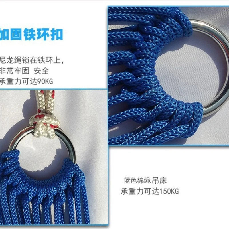 Outdoor Supplies Thick Mesh Camping Hammock Nylon Rope Single Hammock Nylon Rope Hammock Mesh Hammock